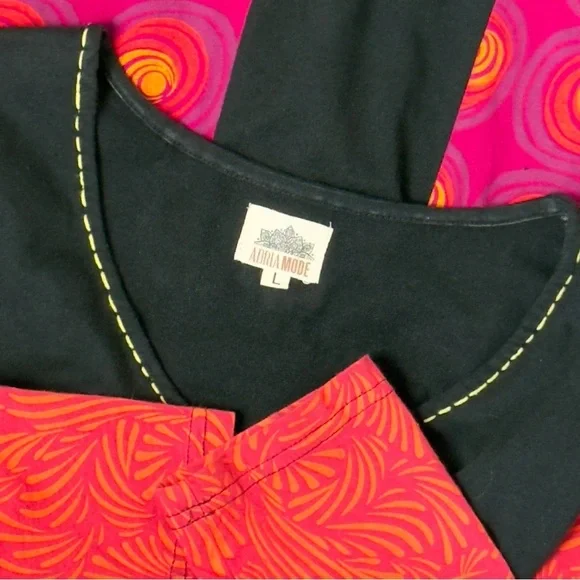 Adria Mode Bohemian Black Multicolour Organic Cotton Aline Short Dress Large - Picture 7 of 10